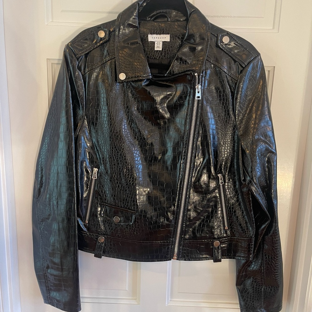 TopShop Faux Alligator Moto Jacket (12)